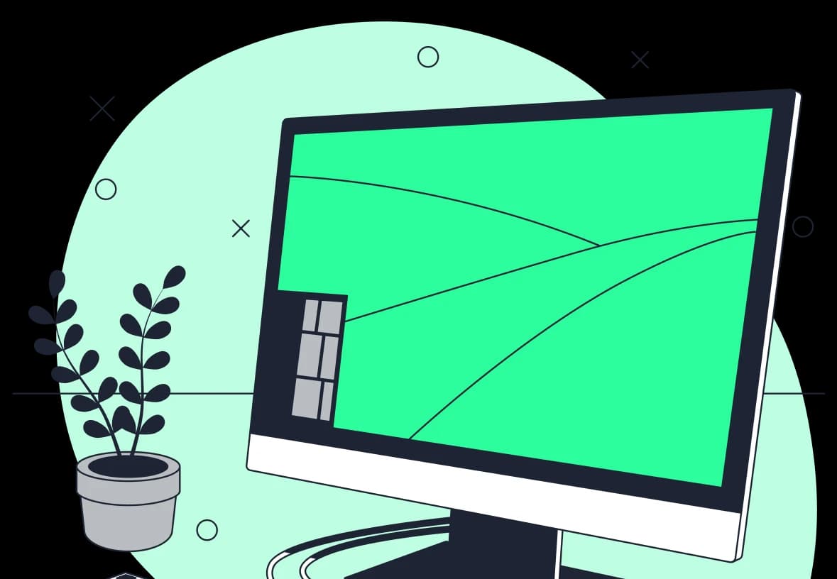 Vetor de um computador com fundo verde